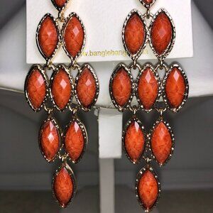 Amrita Coral & Gold Chandelier Earrings